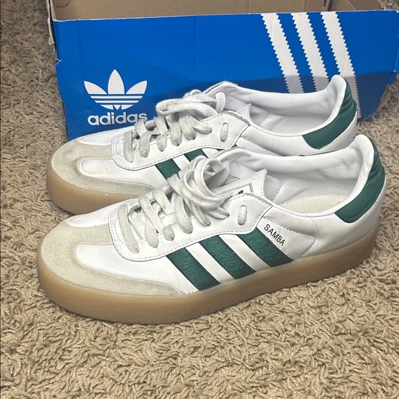 adidas Shoes - adidas Sambae White and Green Sneakers
